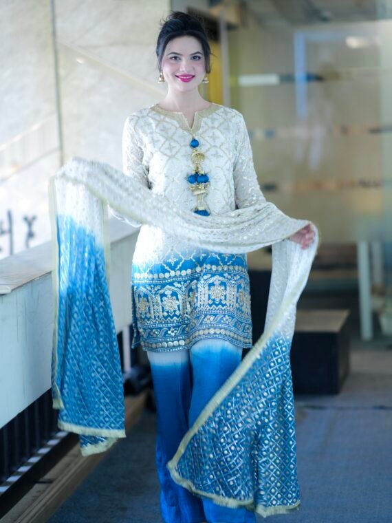 3pcs doubled shaded Chikan kari