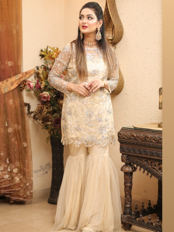 Embroidered 2pcs gharara Suite