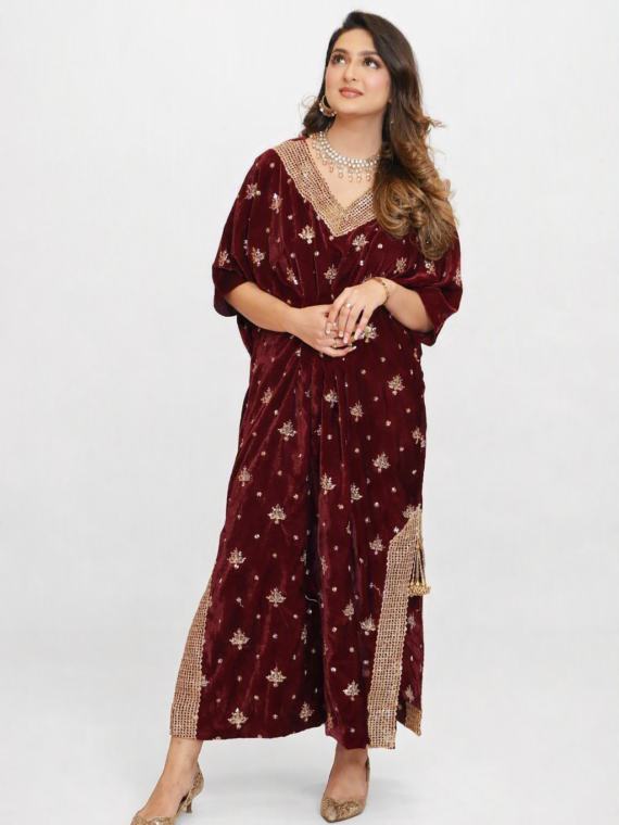 Velvet embroidered Kaftan